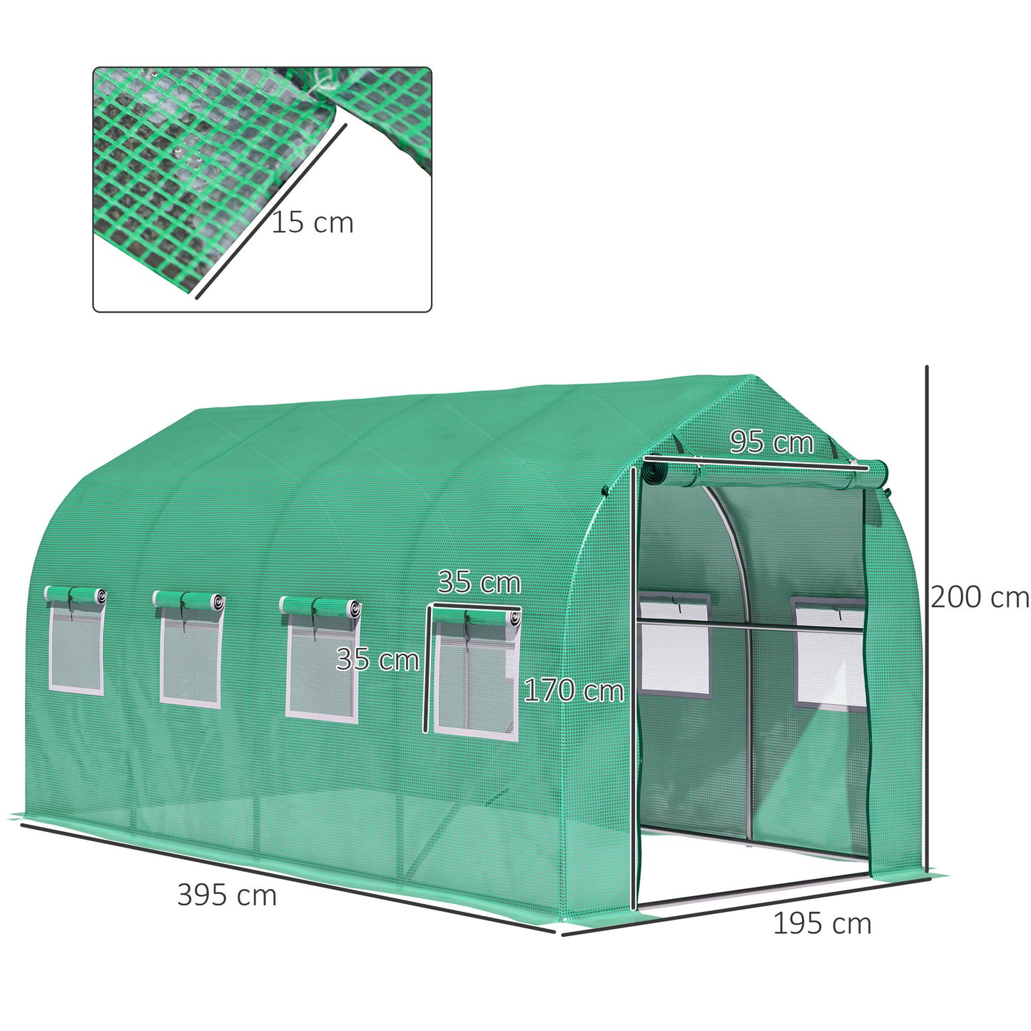 Polytunnel Greenhouse with Windows and Door, Walk in Greenhouse for Garden, Backyard (4 x 2 M)
