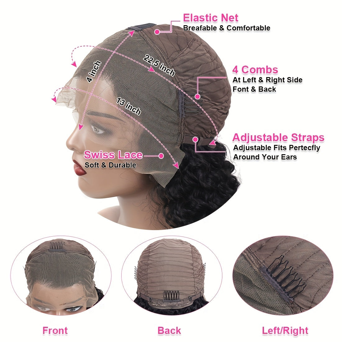 4C Kinky Edges 13X4 Transparent Lace Front Yaki Straight Wig Human Hair Realistic Natural Hairline with Curly Baby Hair Pre Cut Lace Wigs for Women