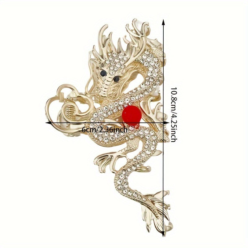 Gold Dragon Rhinestone Hair Claw - Cloud Motif