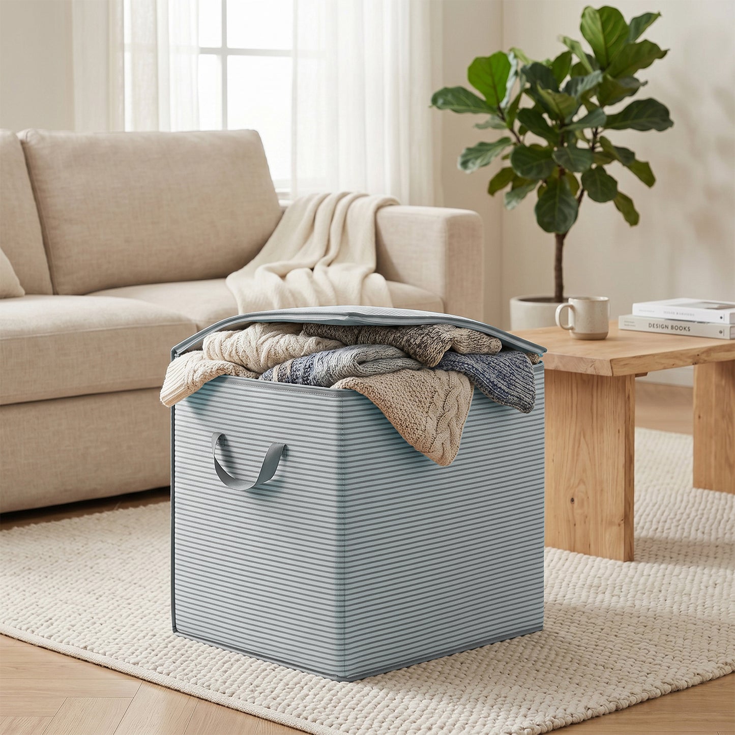 3pcs Large 100L Storage Bags - Storage Boxes Breathable Fabric with Reinforced Handles, for Extra Large Comforters, Blankets, Pillows & Seasonal Items, Under-Bed Storage