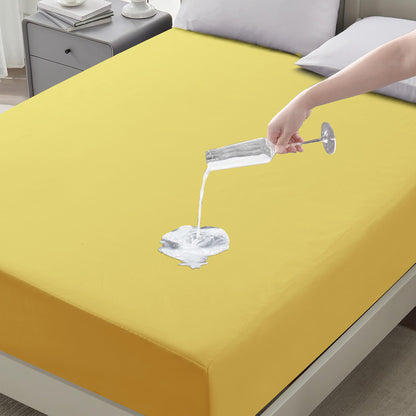 Waterproof Fitted Bed Sheet Deep Pocket Mattress Protector Cover | Soft Breathable Noiseless Fitted Sheet for Bedroom, Hotel & Home | Machine Washable Elastic Bed Cover Fits Up to 30cm Mattress