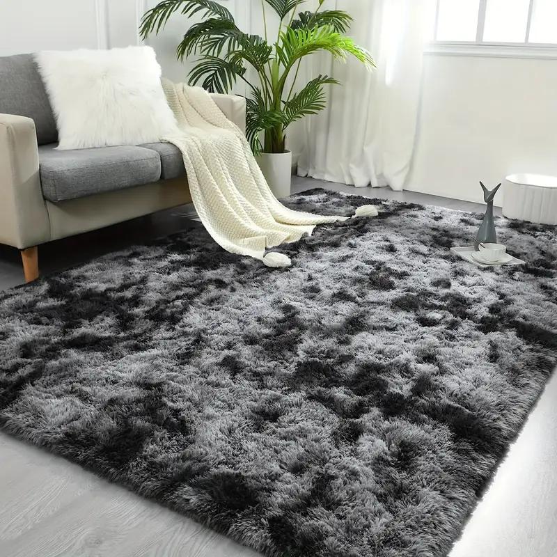 1pc Extra Large 230x160cm (7.5x5.2ft) Shaggy Mat - Plush Fluffy Mat with Anti-Slip Backing, Machine Washable Soft Floor Mat for Living Room, Bedroom, Home - Dark Grey Luxury Area Mat