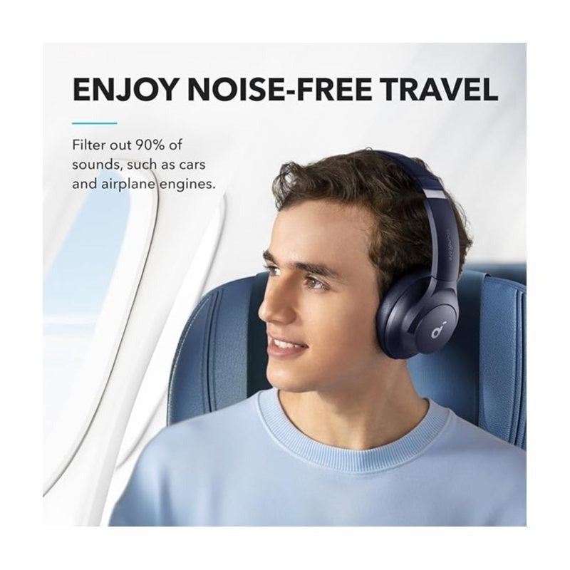 soundcore by Anker Q20i Hybrid Active Noise Cancelling Foldable Headphones, Wireless Over-Ear Bluetooth, 40H Long ANC Playtime, Hi-Res Audio, Big Bass, Customize via an App, Transparency Mode (Renewed)