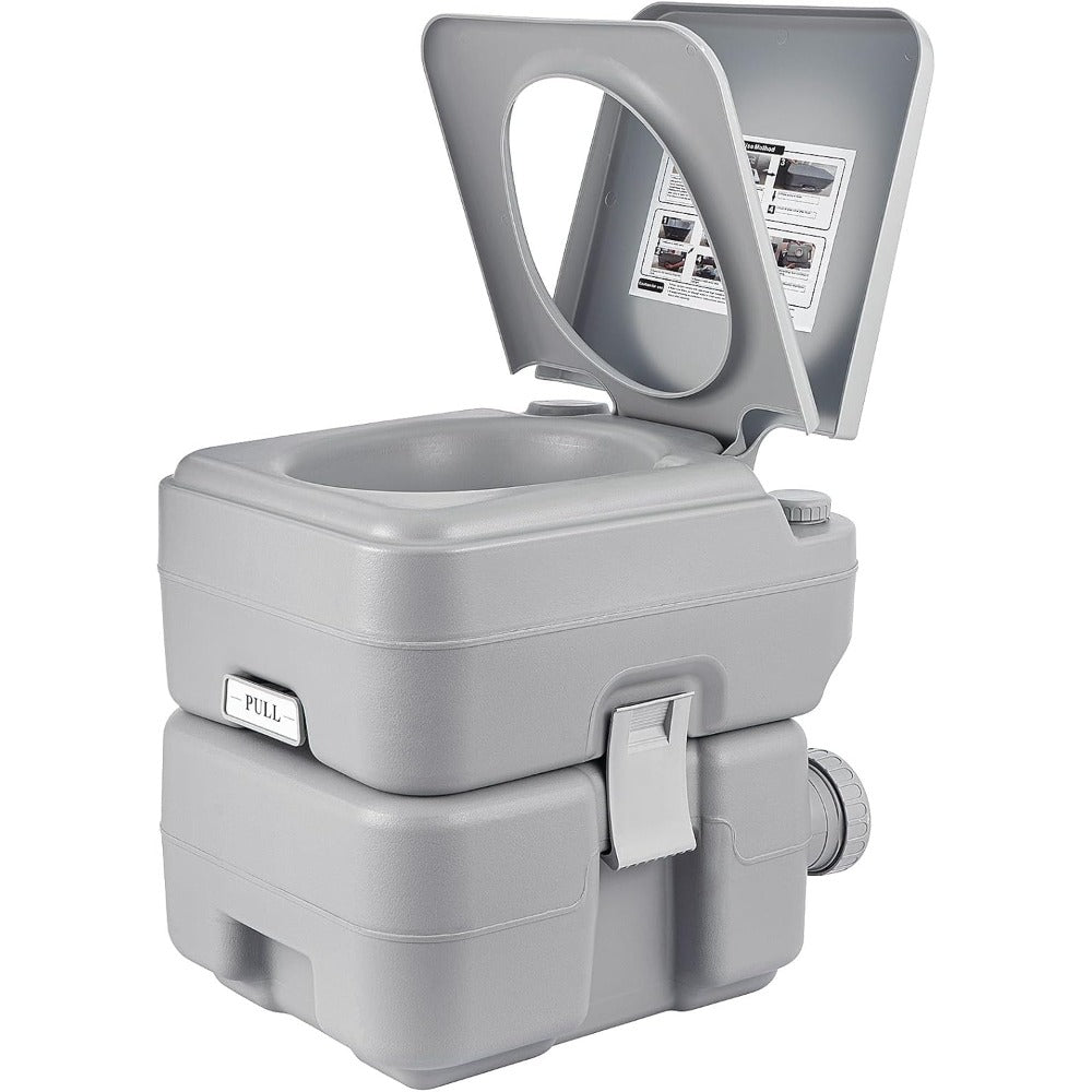 Portable Camping Toilet 20L, Lightweight Outdoor Travel Toilet with Removable Waste Tank, Flushable Portable Potty for Camping, Campervan, Caravan, Boat & RV