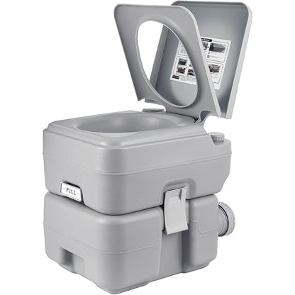Portable Camping Toilet 20L, Lightweight Outdoor Travel Toilet with Removable Waste Tank, Flushable Portable Potty for Camping, Campervan, Caravan, Boat & RV