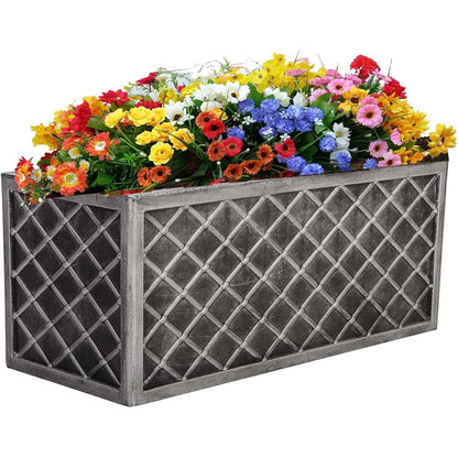 Lazio Pewter Trough 70cm Grey Beautiful Stylish Look Garden Decor Planter Long Large Summer Flower Pot For Outdoors