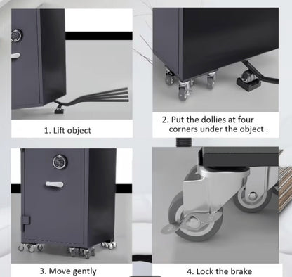 Furniture Moving Wheels Set with Pry Bar & Pads – 360° Universal Swivel Rollers with Brake for Moving Sofas, Beds, Fridges, Washing Machines & Heavy Appliances on Wood, Laminate & Carpet