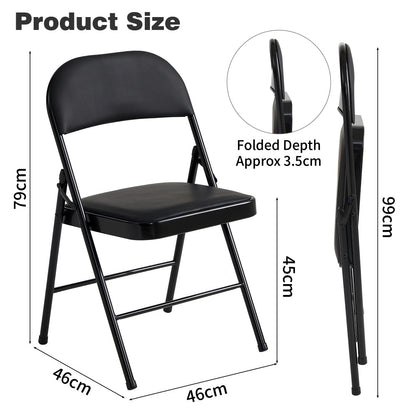 Faux Leather Folding Chairs Set of 4 with Metal Frame & Padded Seat – Foldable Dining, Office & Reception Chairs, Easy Fold & Store, 7 Colours