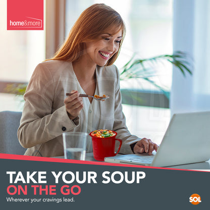 4 Pack Microwave Soup Mugs with Airtight Clip-Lock Lids | 700ml Soup Cups & Porridge Bowls | Reusable Microwave & Dishwasher Safe Food Containers | Assorted Colours (Red, Green, Blue, Grey)