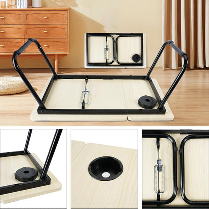 Foldable Laptop Desk, Adjustable Laptop Table with Cup Holder, Portable Bed Tray Table for Working, Reading, Eating, and Studying, Ergonomic Notebook Stand with Non-Slip Design