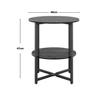 2-Tier Round Side Table - Multi-Level Storage Coffee Table for Plants/Lamps, Space-Saving Sofa/Bedside Organizer (15.75×15.75×18.5")