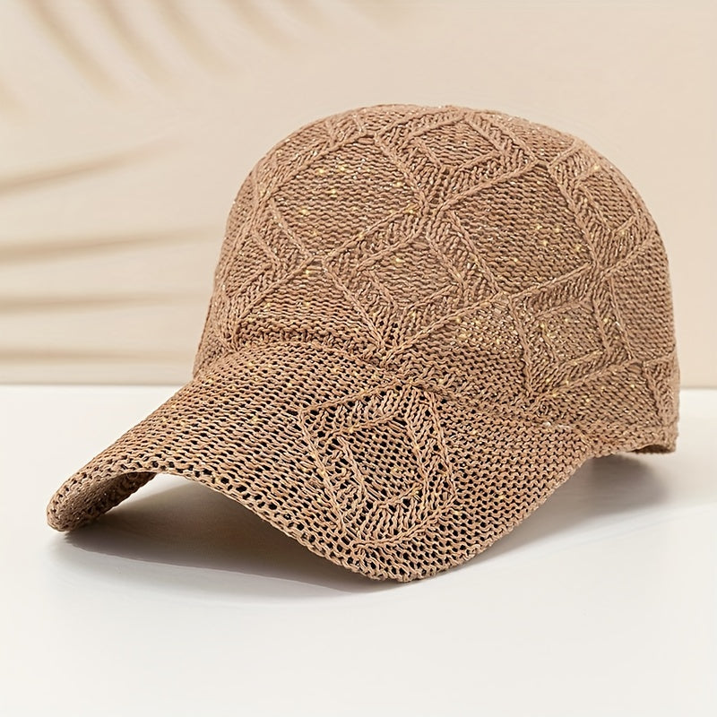 1pc Large Block Baseball Cap, Summer Unisex Versatile Hat, Hollow-Out Breathable Mesh Snapback Cap
