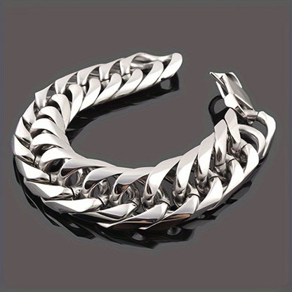 16/19/21Mm Width 316 Stainless Steel Curb Bracelet Hip Hop Party Men'S 316 Stainless Steel Bracelet Heavy Chain