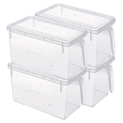4pcs Clear Storage Box Fridge Food Container Cabinet Organizer Cupboard Holder Rack Basket Case W/ Handle Lid Valentine'S Day Gifts Holiday Gift Guide