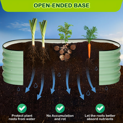 2pcs Set Galvanized Raised Garden Beds for Vegetables And Flowers - 137.16x60.96x30.48cm Oval Metal Planter Boxes, Tool-Free Assembly, Open-Bottom Design, Outdoor & Backyard Gardening