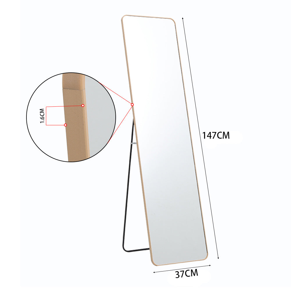 Rectangular Standing Full Body Mirror Hanging or Leaning Against Wall Mirror 147x37 cm Golden Frame for Bedroom Cloakroom