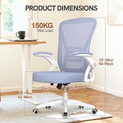 GartistGo Office Chair Ergonomic Desk with 90° Flip-up Armrest Lumbar Support, Height Adjustable Chair, Executive Swivel Computer Padded Seat Cushion for Home/Office