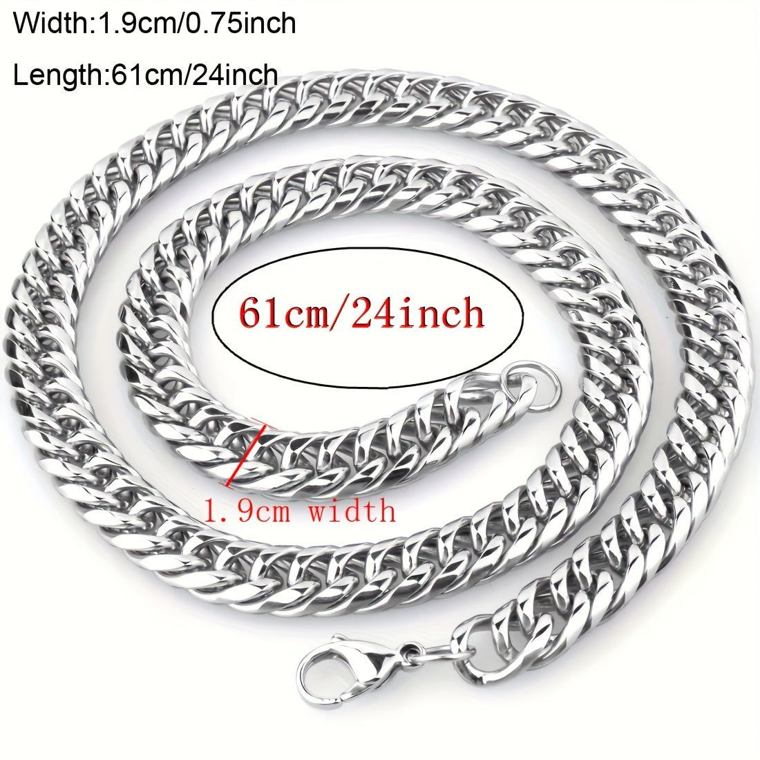 19Mm High Quality 316 316 Stainless Steel Heavy Necklace Men'S Curb Cuban Chain Necklace