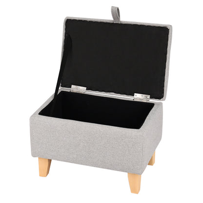 Linen Padded Storage Stool Ottoman Storage Box Footstool Living Room Bedroom Hallway Shoe Stool Footrest
