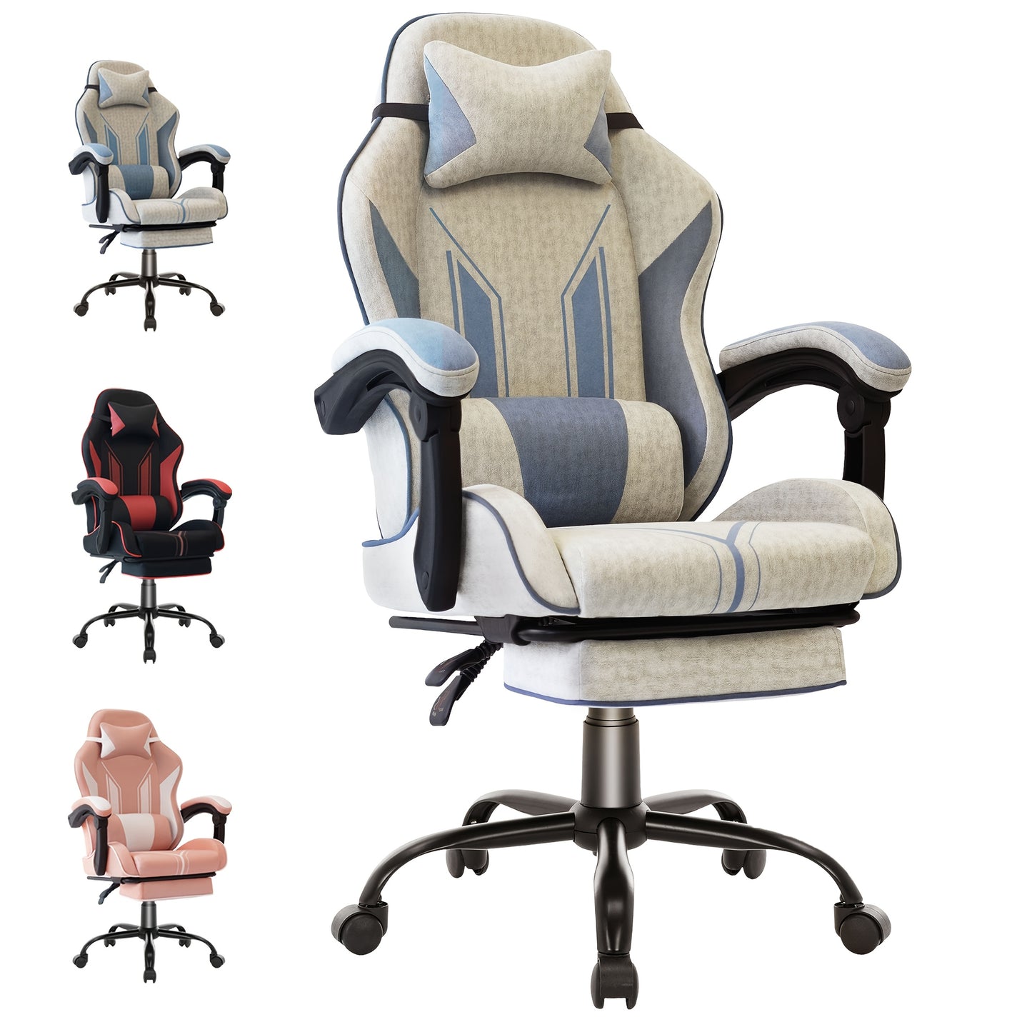 Gaming Chair Computer Chair Office Chair Racing Chair Desk Chair Swivel Chair Cute Gamer Chair Ergonomic Chair with Footrest And Backrest Support, Chair for Adult Gray