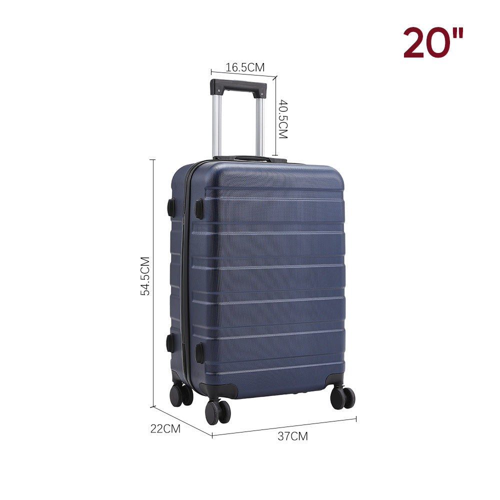 20" Suitcase Lightweight 4 Wheel Spinner Hard Shell ABS Luggage Hold Check in Travel Case Cabin Suitcase Carry On Suitcase, Hard Shell Suitcase with 4 Wheels Cabin Luggage Blue B