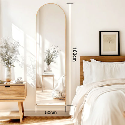 Full-Length Arched Mirror 150x40 cm / 160x50 cm – Large Standing Floor Mirror with Sleek Aluminum Frame – Modern Full Body Mirror for Bedroom or Hallway