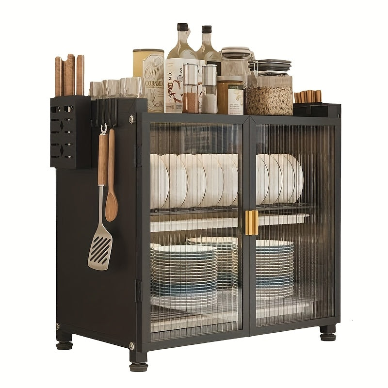 2/3-Tier Kitchen Metal Dish Storage Cabinet, Dish Rack for Kitchen, Kitchen Storage Unit, Kitchen Organizers And Storage, Multifunctional Kitchen Organizer, Kitchen Counter Extension for Plates And Bowls, for Home Kitchen, Utility Racks