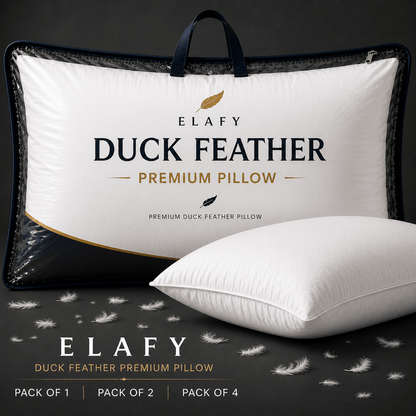 ELAFY Duck Feather & Down Microfiber Pillows Pack of 1 & 2 & 4 – Hotel Quality Ultra Soft & Fluffy Bed Pillows, Hypoallergenic, Breathable & Machine Washable, High Loft Support Pillow Set for Home & Bedroom from Local Warehouse