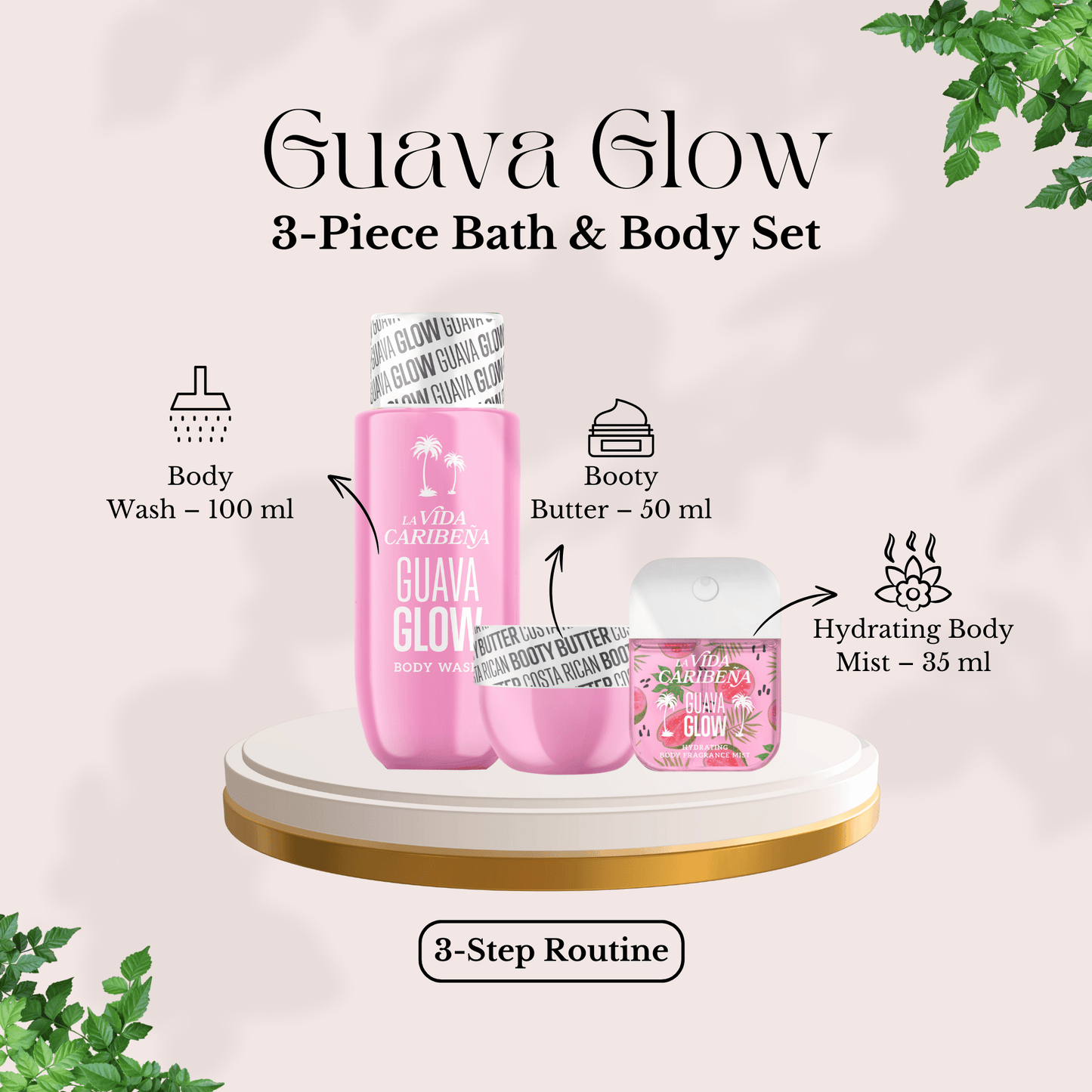 La Vida Caribeña 3-Piece Body Care Gift Set for Women – Hydrating Body Mist, Body Wash & Booty Butter Travel Kit