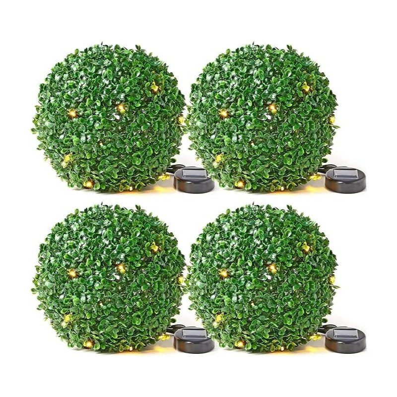 Solalite® 1Pack/4Pack Solar Topiary Balls – 28cm Round Artificial Ball Plants Outdoor with 20 Solar Led Lights, Garden Hanging Balls Sphere Decorative For Wedding, Christmas, Backyard, Balcony, Garden Decor