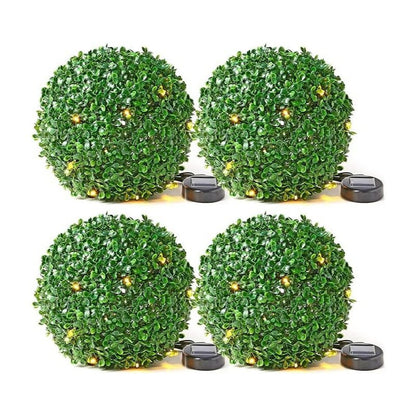 Solalite® 1Pack/4Pack Solar Topiary Balls – 28cm Round Artificial Ball Plants Outdoor with 20 Solar Led Lights, Garden Hanging Balls Sphere Decorative For Wedding, Christmas, Backyard, Balcony, Garden Decor