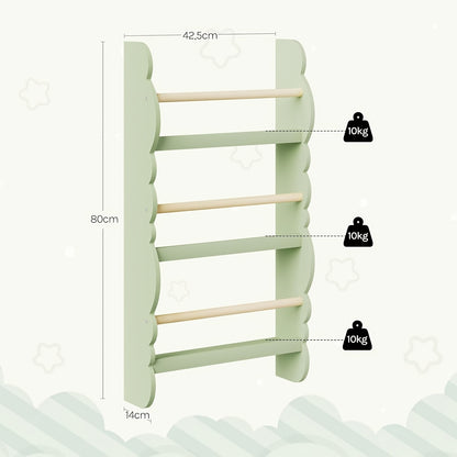 1pc Bookshelf Ledge | Book Organizer with Bookshelves, Pine E1 MDF, Green, Cubby Shelf, Freestanding, Suitable for Various Room Types