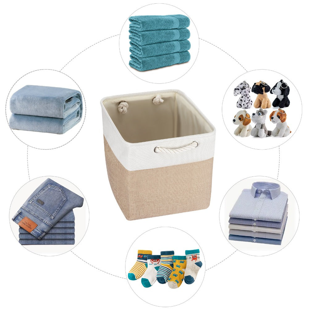 4x Collapsible Organiser 33x33x38 Cm Shelf Basket With Handles For Shelves Closets And Wardrobes Fabric Storage Basket