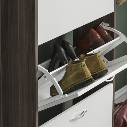 3 Drawer Shoe Cabinet with Stainless Steel Handles – Hallway Shoe Storage Cupboard, Holds 9–12 Pairs, Modern Slim Shoe Rack for Entryway Bedroom