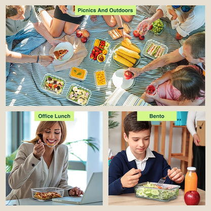 8pcs Glass Storage Container Set with Lids, Stackable, Leak-Proof Snap-Lock Seal, a Great Helper for Kitchen Storage, Suitable for Ovens, Microwaves, Refrigerators, And Dishwashers