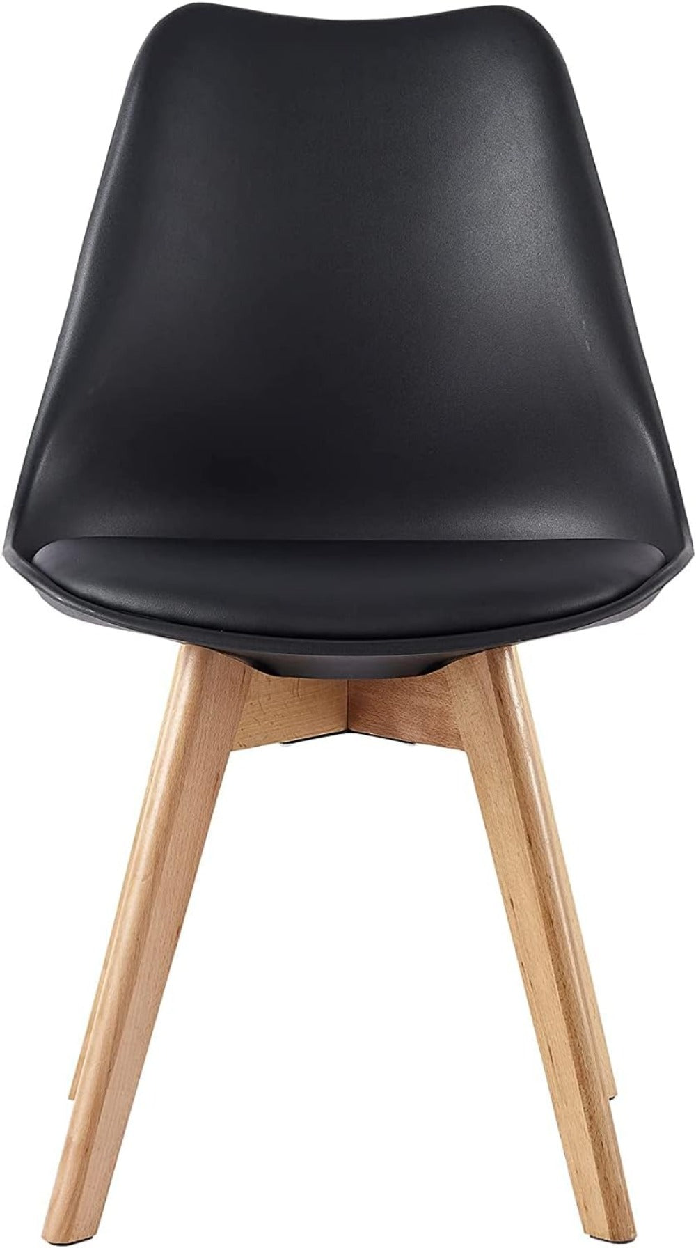 Set of 2 Retro Dining Chairs with Wooden Legs & Cushion Pad – Ergonomic Curved Backrest, Faux Leather Seat, 10 Colours, 120kg Capacity for Home, Office & Lounge