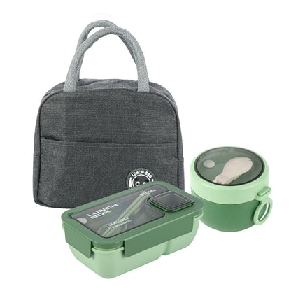 Bento box lunch set, leak proof meal preparation container, with insulated lunch bag and utensils, portable school office picnic travel lunch box