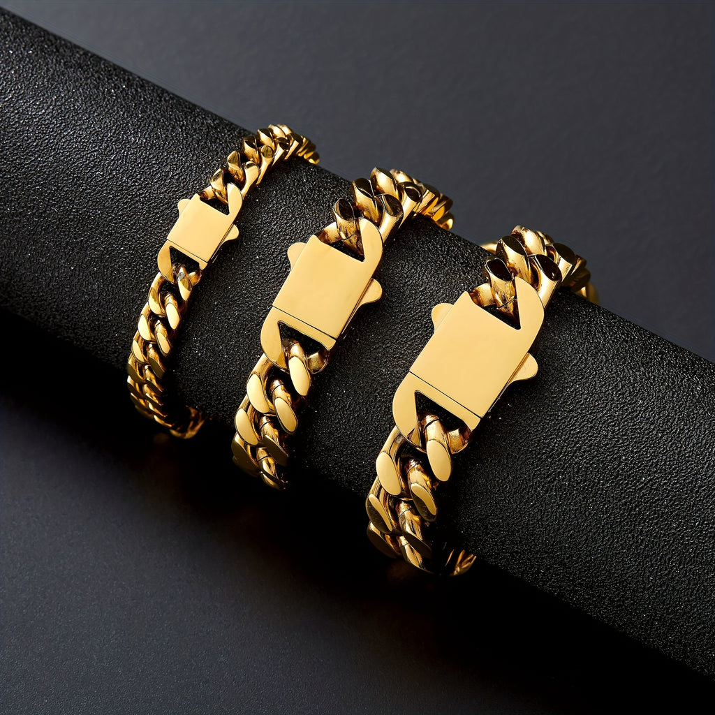 Gold-Tone Four-Sided Cuban Chain Necklace