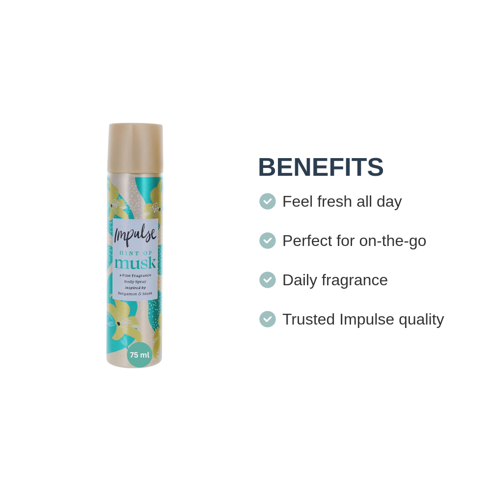 Pack of - 3 Impulse Hint of Musk Body Spray 75ml
