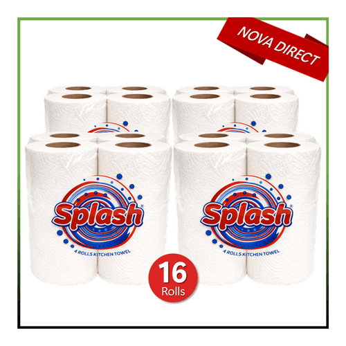 Kitchen Towels. Splash 2-ply Quilted Paper Rolls. . Responsibly Sourced. Strong. 10m per Roll
