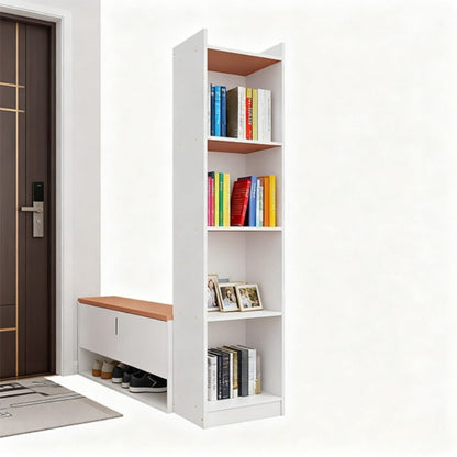 5-Tier Slim Storage Shelf Narrow Bookcase Organiser for Hallway Entryway Living Room & Office – Freestanding Corner Floor Cabinet Open Shelving Unit Easy Assembly