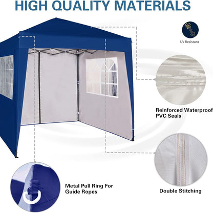 Pop-up Gazebo 2m x 2m With Sides Silver Protective Layer Waterproof Marquee Canopy