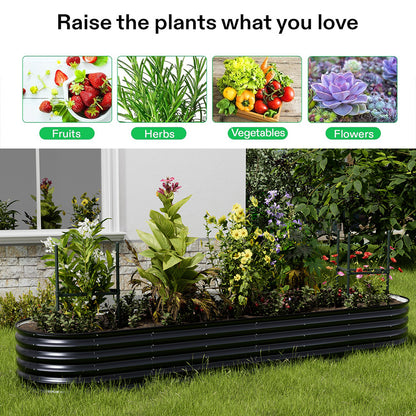 Extra Large Raised Beds for Garden, Oval Planter Box with Plant Climbing Frame, Outdoor Raised Planters for Vegetables, Flowers & Herbs, Bottomless Metal Garden Bed