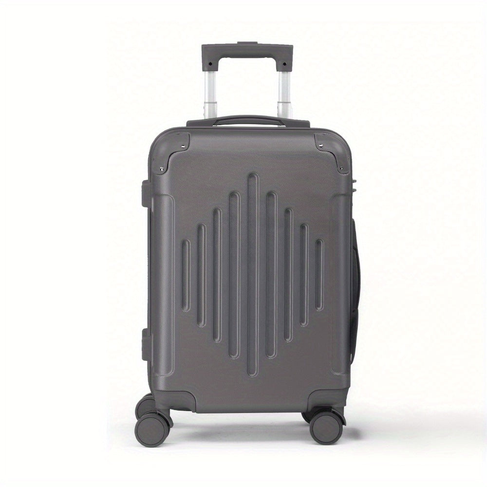 of Trolley Cases in Sizes 12, 16, 20, 24, And 28 Inches, Featuring a Stylish Diamond Stripe Design with Reinforced Corners, Made from Durable ABS Material, Perfect for Travelers on Extended Trips
