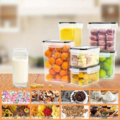 48/46/12/60/84pcs Air-tight Crisper with Lid, Label And Marker, Plastic Kitchen Pantry Storage Container for Sugar, Flour And Baking Supplies, Kitchen Supplies, to Keep Food Fresh And Organized, (24/23/6/30/42Jars +24/23/6/30/42LIDS), Packaging Box