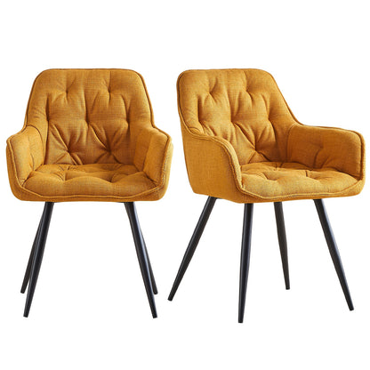 Velvet Padded Dining Chair with Metal Legs & Armrest - Upholstered Tub Chair for Kitchen, Living Room, Bedroom & Office, 15 Colours, UK Stock