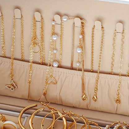 Elegant Retro - 86pcs Earrings, Necklace, and Ring Set - Multi-Layer Jewelry Combo for Women's Daily Wear or Gifting on Mother’s Day & Valentine’s Day (No Box Included)