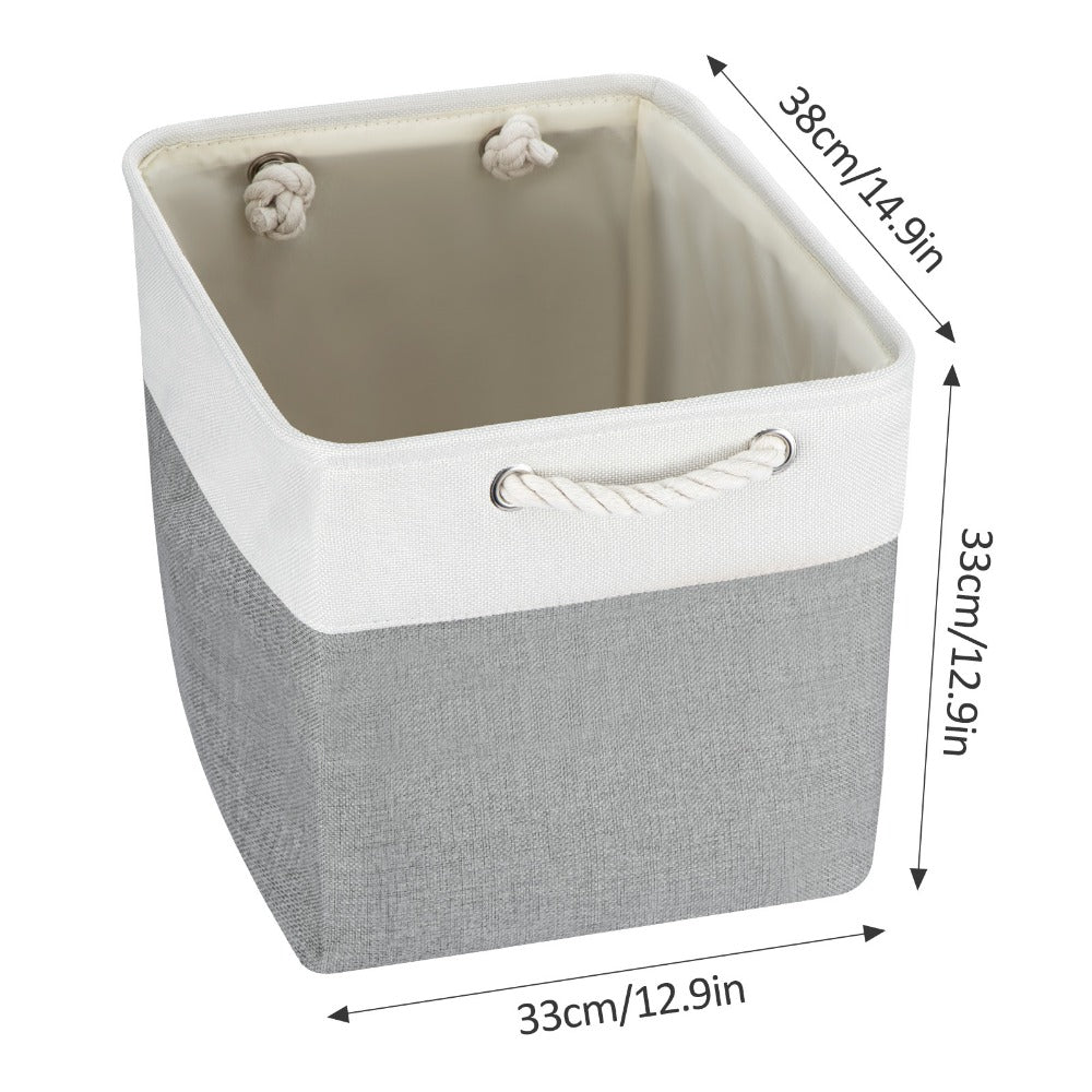 4x Collapsible Organiser 33x33x38 Cm Shelf Basket With Handles For Shelves Closets And Wardrobes Fabric Storage Basket