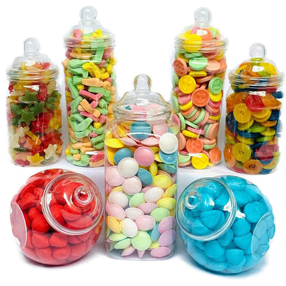 7 Large Plastic Sweet Jars for Truly Sweet Candy Buffet, Sweet Table, Wedding