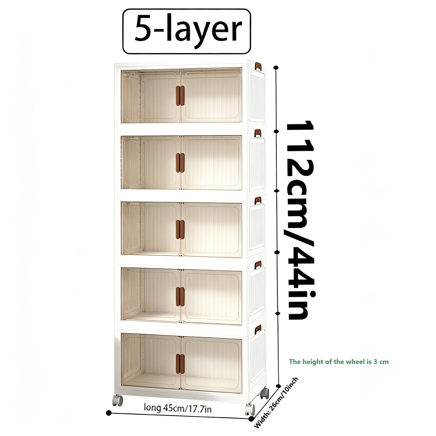 45Cm/50Cm Small Foldable Storage Cabinet, Small Capacity Entryway Storage Cabinet, with Wheels And Lid - Foldable Stackable Plastic Box, Home Storage And Organization Tool Cabinet, Foldable Organizer Box, Suitable for Closet, Bedroom, Kitchen